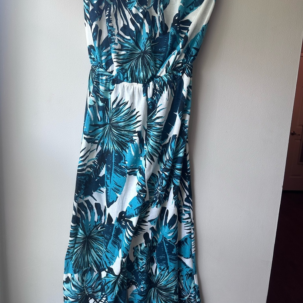 Almost Famous Blue and White Strapless Jumpsuit Resort Wear